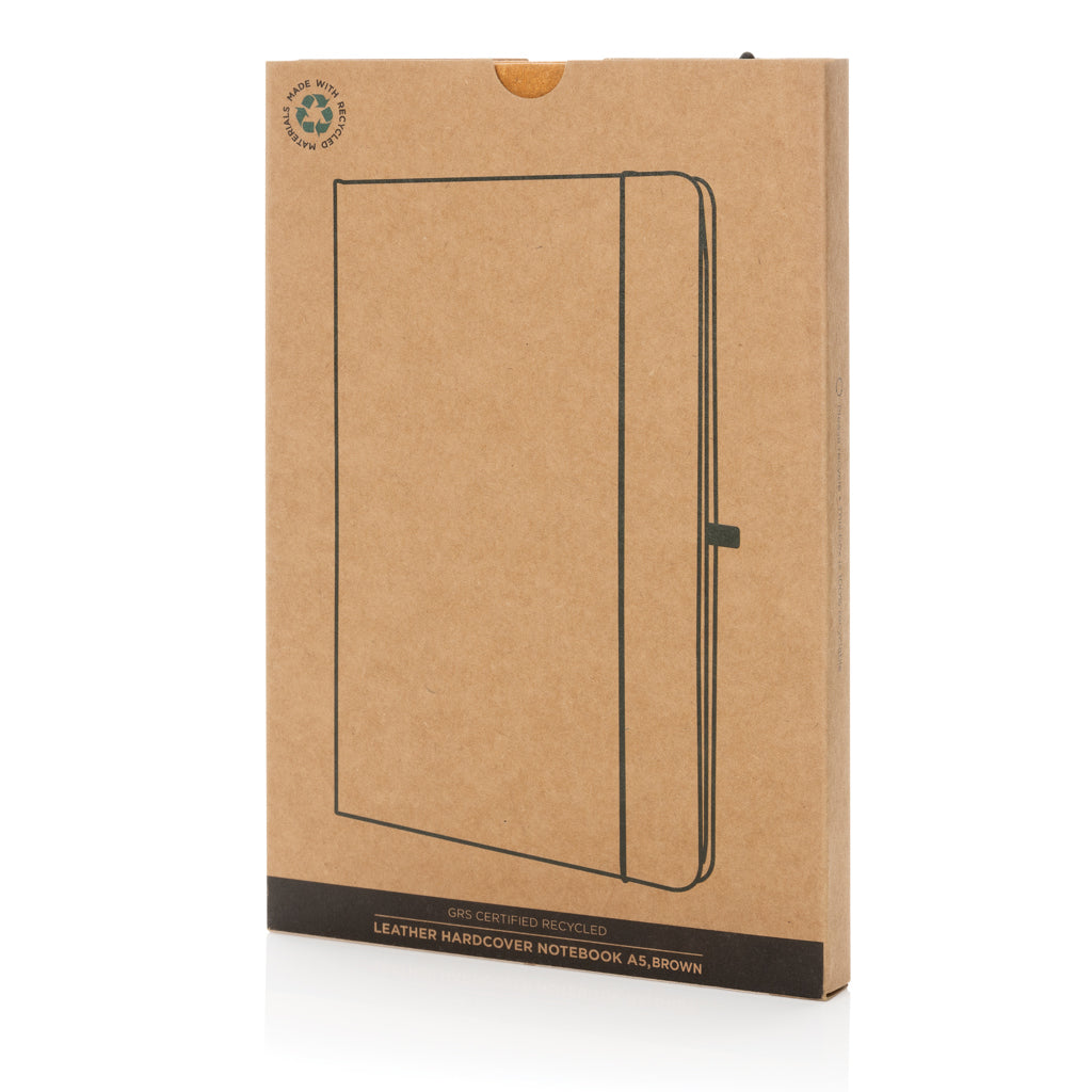 GRS Gerecycled lederen hardcover notitieboek A5