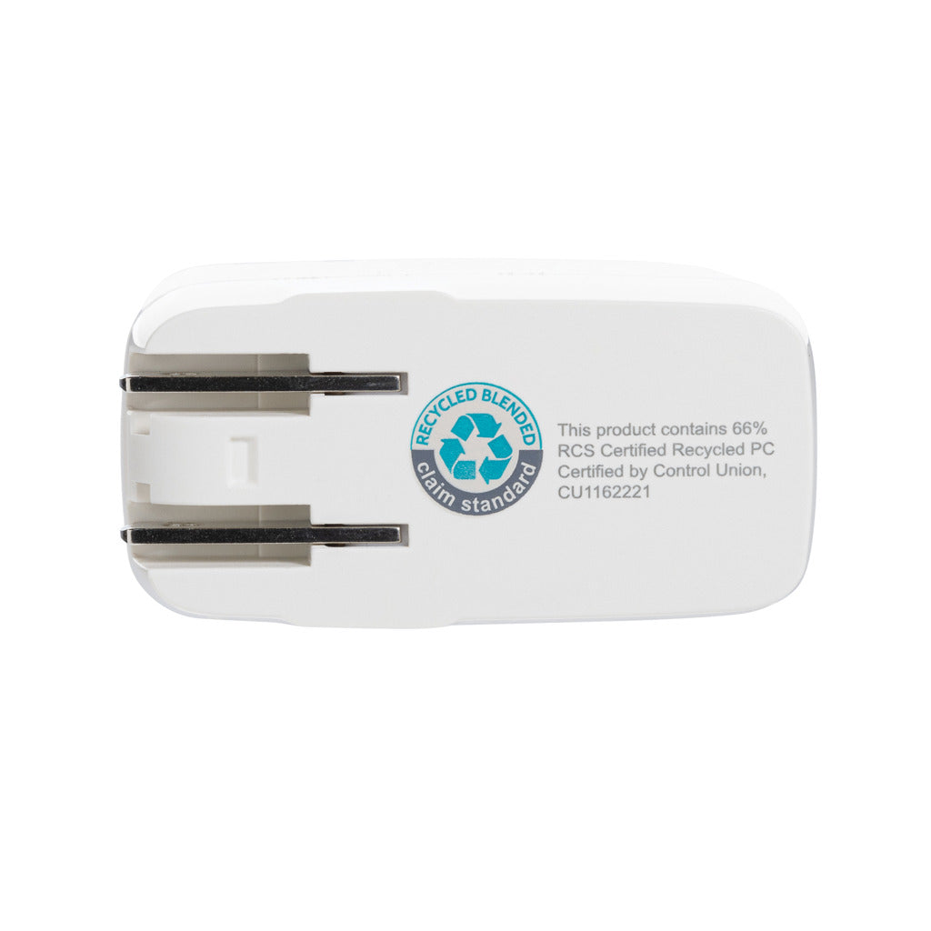 TravelCharge Pro RCS gerecycled plastic reislader met USB-C