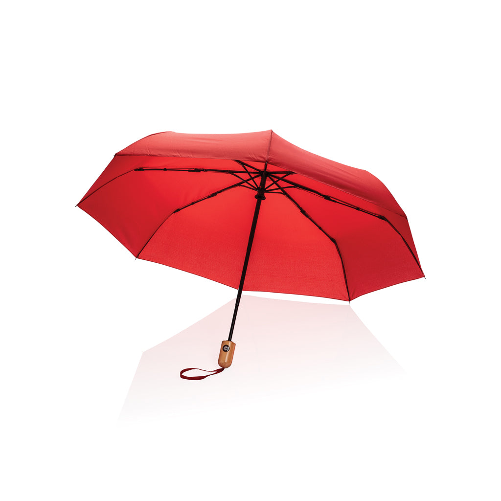 21" Impact AWARE™ RPET 190T bamboe auto open/dicht paraplu