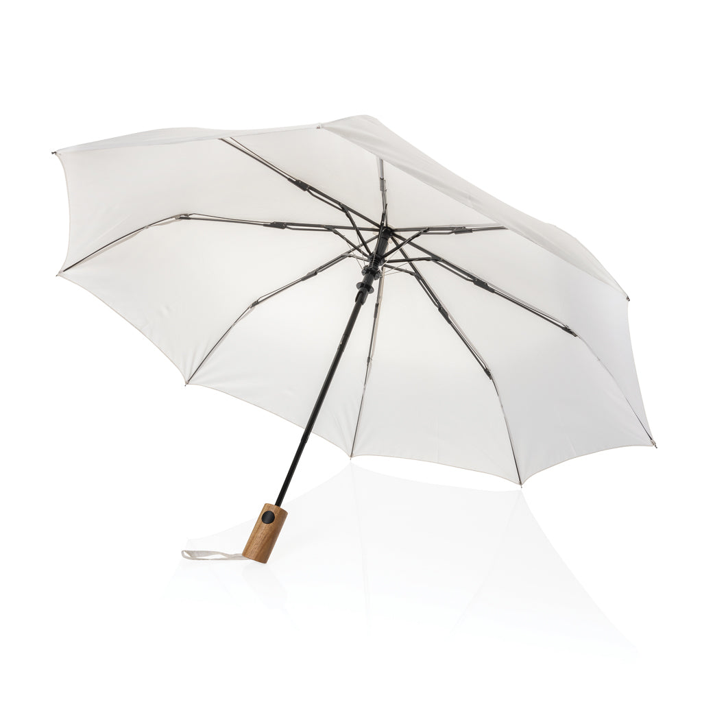 Kaycey 21" AWARE™ RPET Acaciahouten mini auto open paraplu