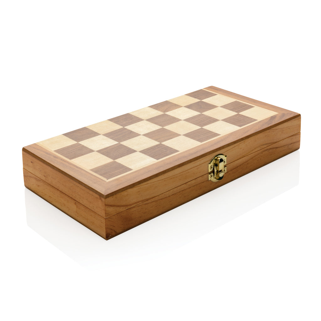 Luxe houten opvouwbaar schaakspel