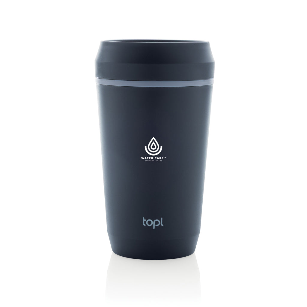 Topl Recycled Plastic To Go beker gepatenteerd 360 Lid 354ml
