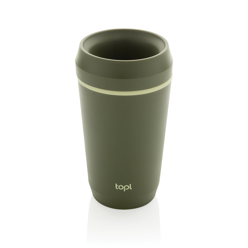 Topl Recycled Plastic To Go beker gepatenteerd 360 Lid 354ml