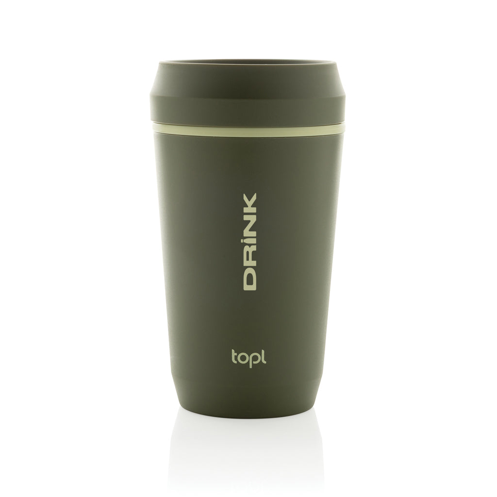 Topl Recycled Plastic To Go beker gepatenteerd 360 Lid 354ml