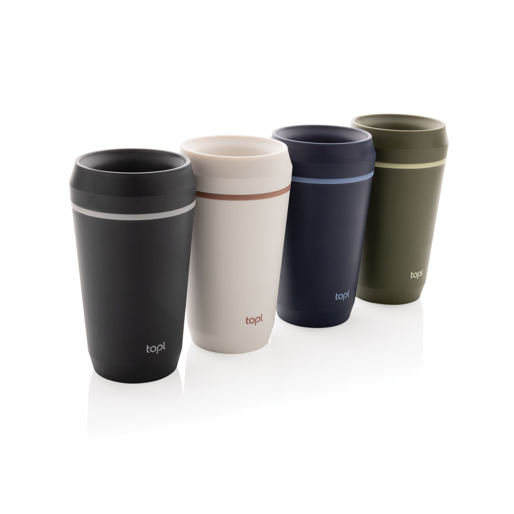 Topl Recycled Plastic To Go beker gepatenteerd 360 Lid 354ml