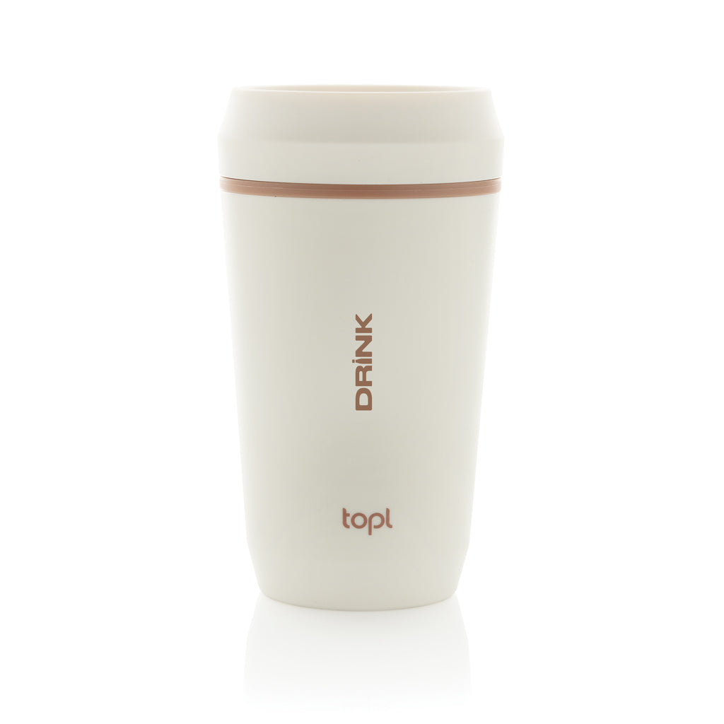 Topl Recycled Plastic To Go beker gepatenteerd 360 Lid 354ml