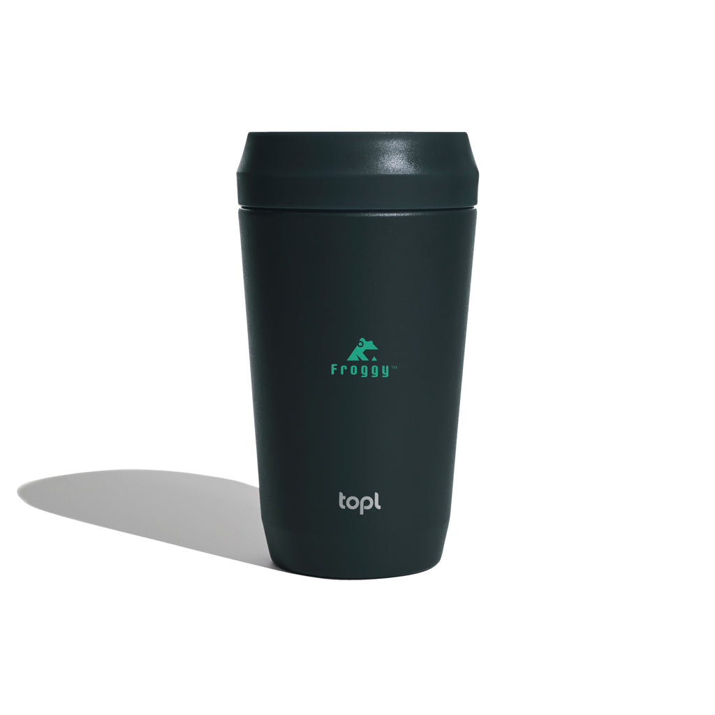 Topl Recycled RVS To Go beker gepatenteerd 360 Lid 354ml