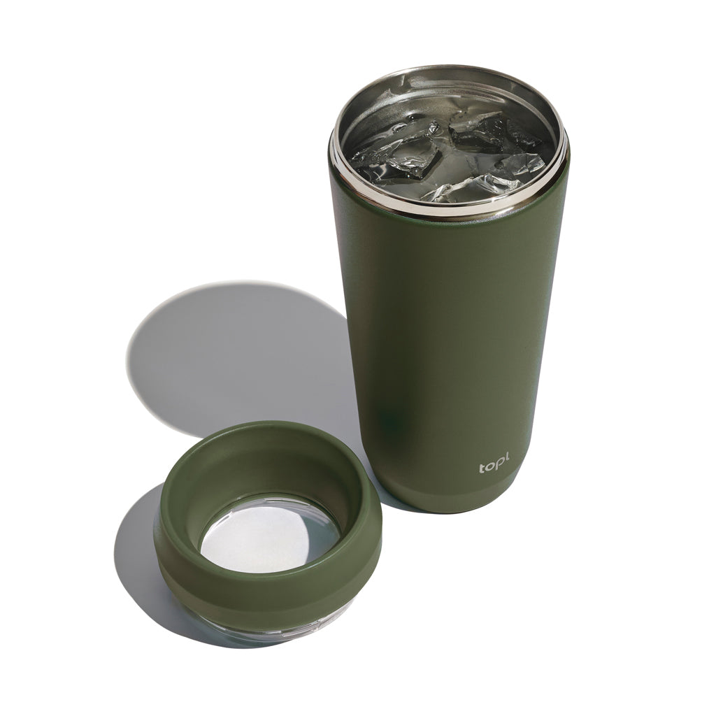 Topl Recycled RVS To Go beker gepatenteerd 360 Lid 354ml