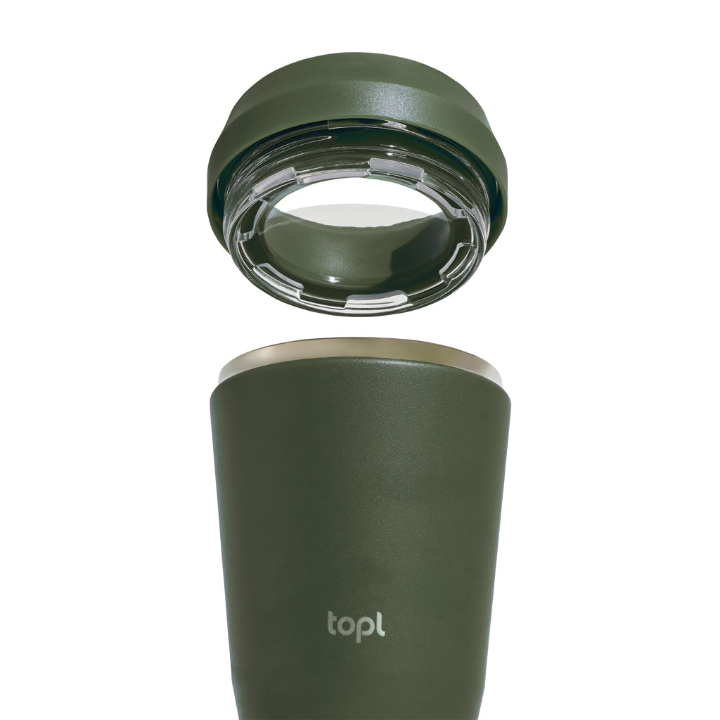 Topl Recycled RVS To Go beker gepatenteerd 360 Lid 354ml