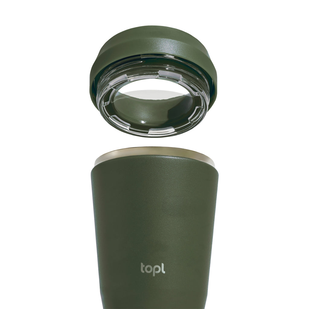 Topl Recycled Staal To Go beker gepatenteerd 360 Lid 235ml