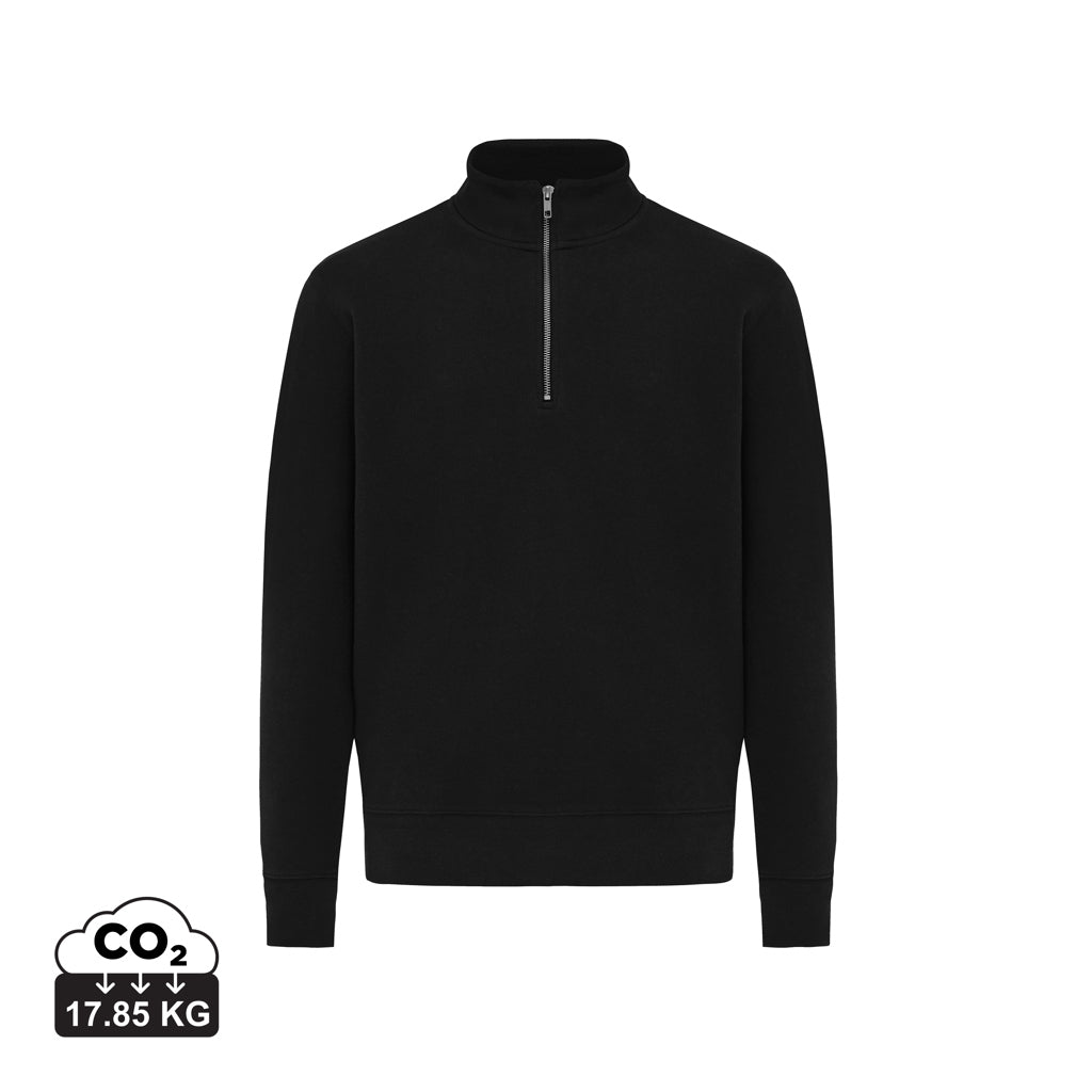 IQONIQ Elgon gerecycled katoen sweater met kwartritssluiting
