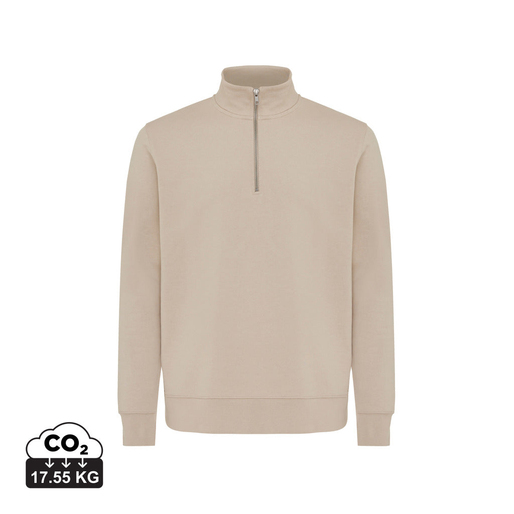 IQONIQ Elgon gerecycled katoen sweater met kwartritssluiting
