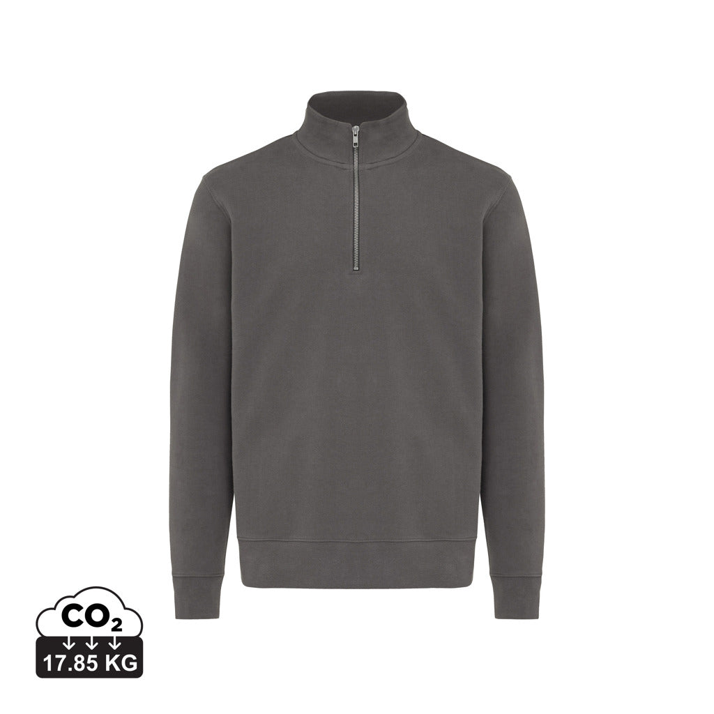IQONIQ Elgon gerecycled katoen sweater met kwartritssluiting