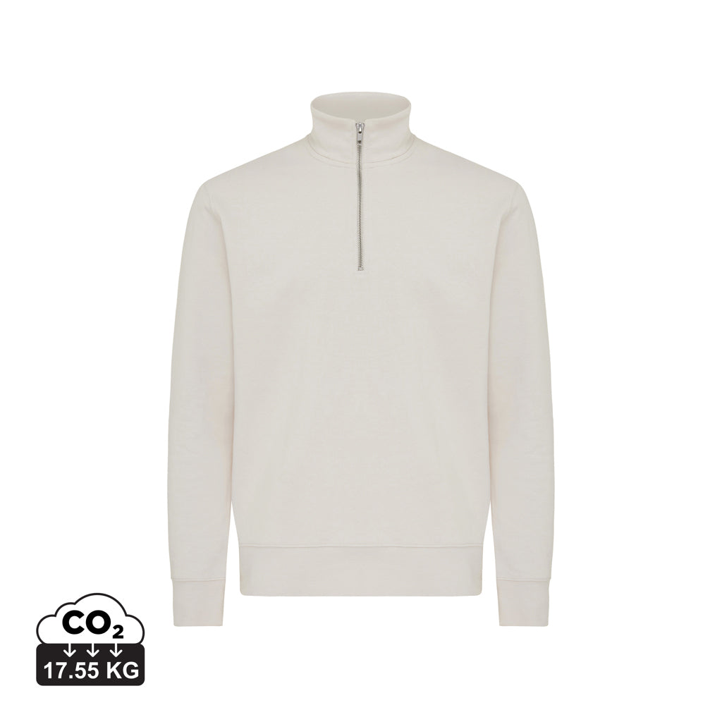 IQONIQ Elgon gerecycled katoen sweater met kwartritssluiting